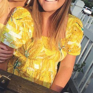 FARM Rio White Azalea Peplum top